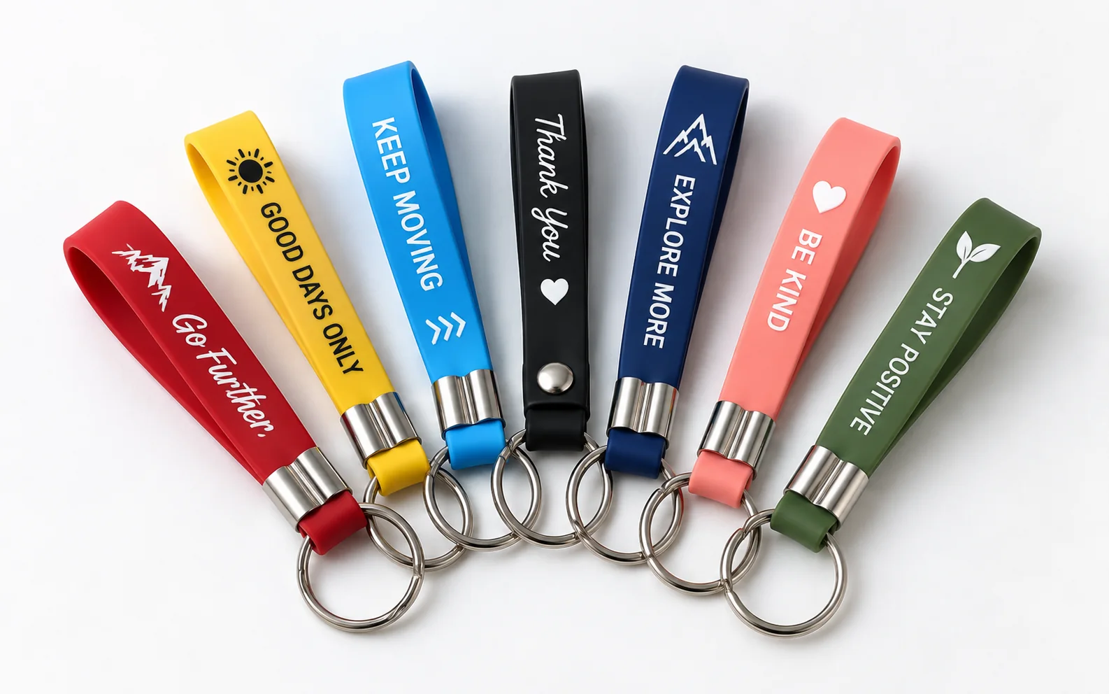 Custom silicone keychains in multiple colors