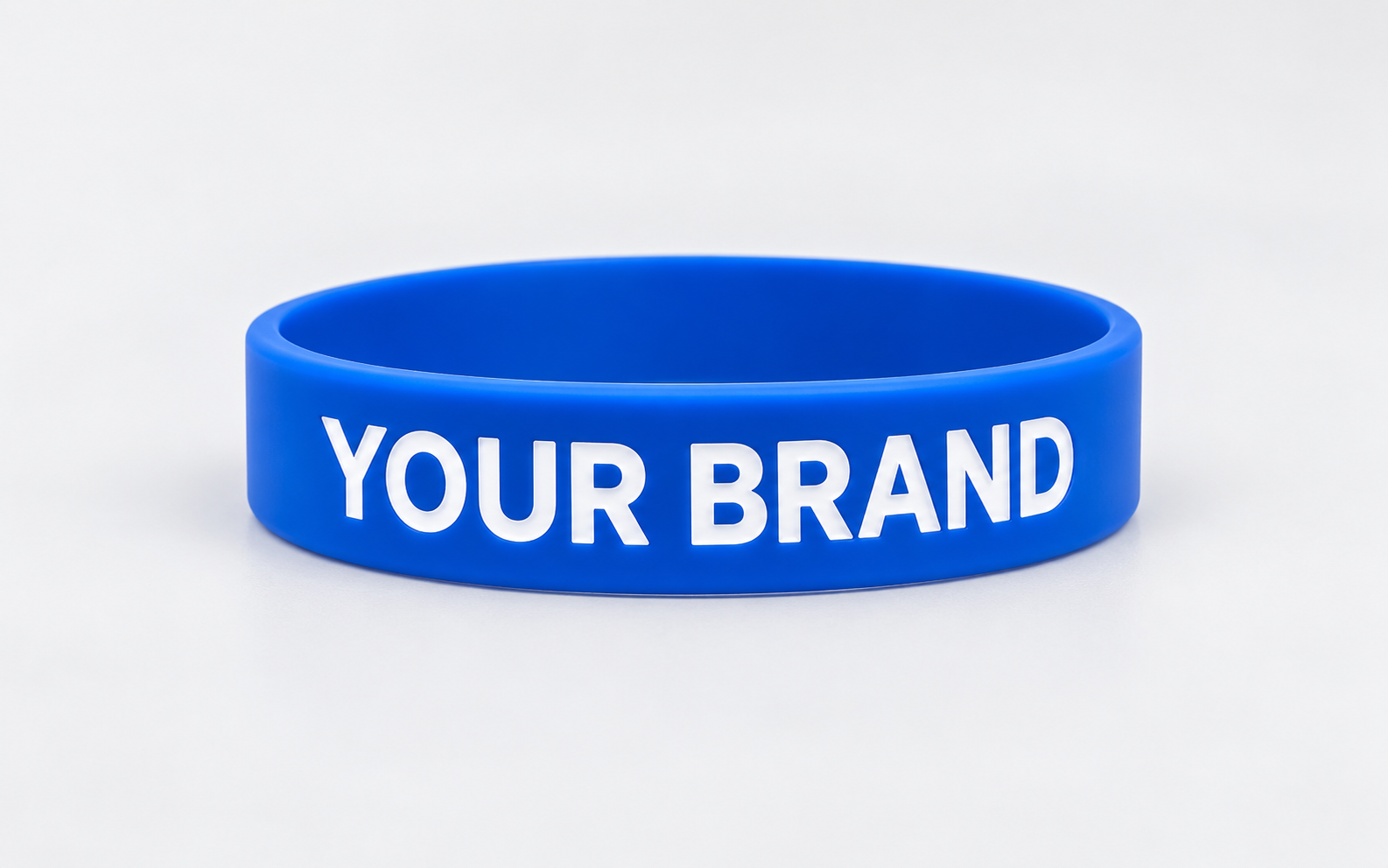Blue debossed color fill silicone wristband